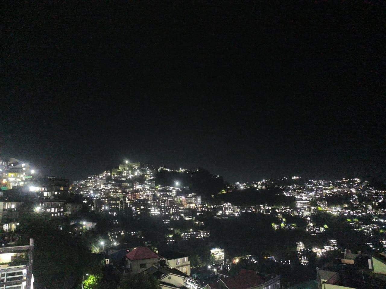 Aizawl lights viewed from the homestay at night