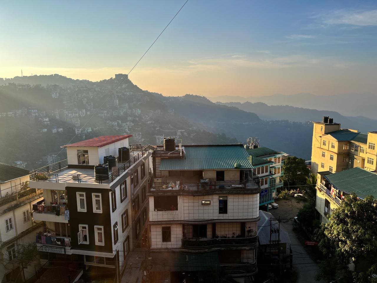 View of the green hills from the homestay